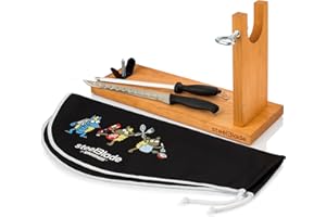 steelBlade - Jamonero + Cubre Jamón Kukuxumusu + Cuchillo Jamonero y Chaira - Soporte Jamonero fabricado en España