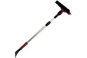 Petex 46030000 zmiotka do śniegu/skrobaczka do lodu 4603 z gumową ściągaczką, miotła obrotowa o 90°, drążek teleskopowy o długości 86-132 cm