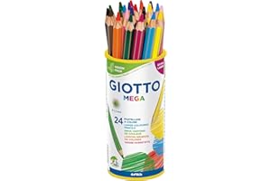 GIOTTO Mega - Astuccio Da 24 Matite A Pastello Colorate, 24x33 cm, Colori Intensi
