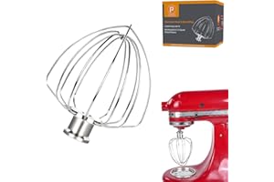 PQPO Accesorio Batidor de 6 Varillas Compatible con la Batidora de pie Basculante Kitchen Aid de 4,5 A 5 Cuartos de Galón, Mejorado de Acero Inoxidable Batidor de Crema de Huevos, Apto para Lavavajillas