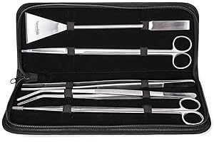 GARNELIO NatureHolic XXL Aquascaping Set – Scaping Tools (tijeras para plantas, pinzas), acero inoxidable, 5 piezas