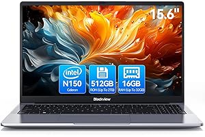 Blackview Laptop 2025, Laptops Computer for Business Student, Quad-Core N150 (Up to 3.6GHz, Beat N5095/ N95/N97/N100), 16GB DDR4 512GB SSD, 15.6” FHD IPS TÜV Screen, 100W Type-C Fast Charge, 4K HDMI