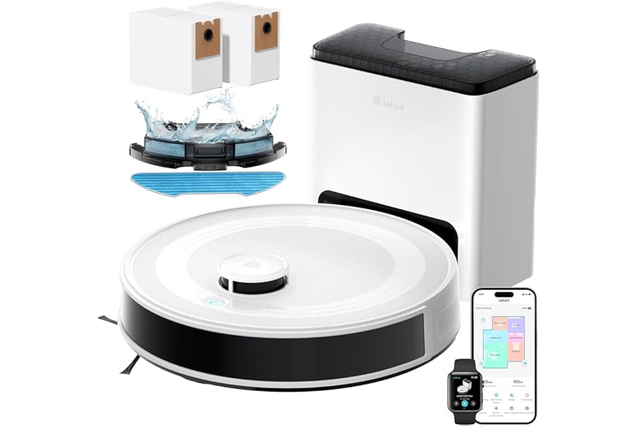 Lefant M2 Plus Robot Vacuum Cleaner with Mapping, 6000Pa, Laser Navigation dToF + PSD Obstacles, 2.5L Collecting Station, Personalized Cleaning, WiFi/App/Alexa
