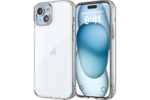 Jupitrix Coque for iPhone 15 6,1 Pouces, Coque Transparente Anti-Jaunissement Telephone Case Antichoc Housse Mince Étui de Protection Militare Anti-Rayures Souple TPU Bumper et Claire PMMA Dos