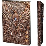 YHH A5 Vintage Leather Travel Journal, Notebook Lined Ruled, Hardback Diary Embossed Writing Notepad 200 Pages Valentines Ann