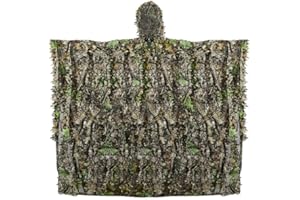 Zicac Ghillie Suit Outdoor Kids Cosplay Mens Camouflage Poncho Halloween Camo Netting Airsoft Clothing Military CS Woodland Hunting Clothes Free Size