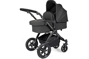 Ickle Bubba Stomp Luxe 2 in 1 Carrycot and Pushchair - Black/Charcoal Grey/Black