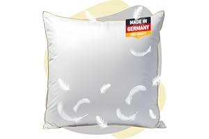 ‎EVAN BROWNS EVAN BROWNS® Federkissen 80 x 80 cm - Kissen mit 100% Feder Füllung - Kopfkissen 80x80 mit Baumwollbezug - Schlafkissen für erholsamen Schlaf - Federkopfkissen - Polster - Pillow