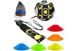 LBING Football Entrainement Ceinture D'entrainement avec élastique Ajustable Entrainement Football avec 10 Plots pour Enfant et Adulte Convient à Ballon Foot Volleyball et Rugby