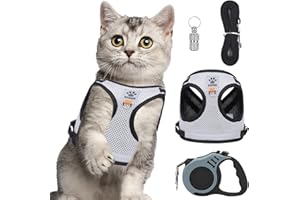 BFSYRR Cat Harness and Lead Set, No Escape 5 M Automatic Retractable Lead, Reflective Adjustable Vest-Style Harness with Leash for Daily Walks, Training, and Outdoor Play (M)