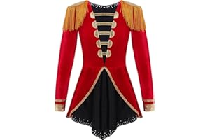 Alvivi Costume per Bambine Direttrice di Circo Fantastico Travestimento da Ragazza Domatrice per Feste in Carnevale Tuta da Balletto Danza Body Manica Lunga Ginnastica