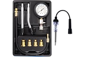 eROOSY Testeur de Compression, Coffret de Compressiomètre, Moteur Essence Outil de Diagnostic de Manomètre avec Boîtier, Compressiometre Moteur Testeur de Compression pour Moto, Auto