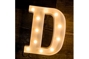 Foaky LED Letter Lights Sign 26 Alphabet Light Up Letters Sign for Night Light Wedding Birthday Party Battery Powered Christmas Lamp Home Bar Decoration (D)