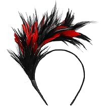 XIEXIESHER Bandeau En Plumes Rouge Des Années 1920, Coiffure Mode Accessoires Cheveux Femme Pour Fêtes Rétro, Mariages, Halloween