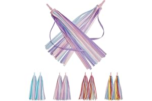 CYCFORGE Colourful Bike Streamers for Kids–2 Pack Tassel Ribbons for Scooter/Bike Handlebars, Birthday Gift Accessories, Safe & Easy to Attach-Pink yellow