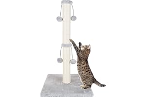Dimaka Kratzbaum für große Katzen, 86 cm, mit Spielball, Grau