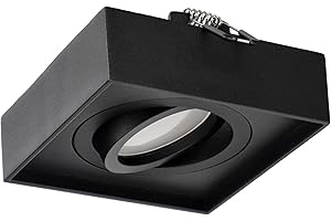 EDO Focos Empotrable PALLAD 1 MINI BLACK Lampara Techo Negro Focos Empotrable Lámpara de Techo Cuadrada 1xGU10 Lámpara de techo LED Ajustable Interior Plafón de Empotrable Orientable Cocina Salón
