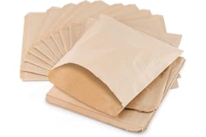Paper Sandwich Bags for Food | 7” x 7” 100PK Strung REALUS | Made in Britain | Strong Greaseproof Small Brown Bag, Great for Sweets, Lunch, Burger Wrap | Eco Friendly, Biodegradable Alternative