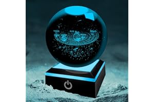 YATOSEEN Bola de Cristal 3D del Sistema Solar con Luz Nocturna Multicolor, Cristal K9 Modelo de Planeta Ciencia Astronomía Aprendizaje Educación, Regalo para Niños Amigos Pareja Cumpleaños Festival
