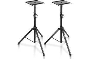 Pyle Supporto Altoparlanti Dual Studio Monitor 2, Coppia Stativi per Casse Acustiche, Altezza Regolabile 86,36 cm a 134,62 cm, Pieghevoli con Base Metallica, Stativi Casse Audio, Stand Casse Audio