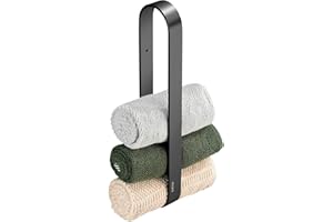 Cobbe Portasciugamani Space in alluminio nero, autoadesivo, senza forature, portasciugamani per asciugamani arrotolati, porta asciugamani salvaspazio, 40 cm, colore nero