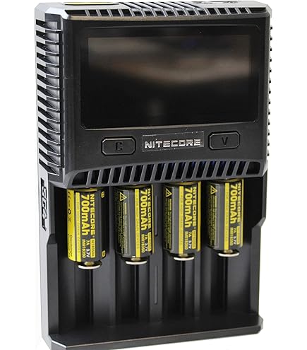NiteCore Digicharger D4 Universal Charger for Li-Ion/IMR/LifePO4/NiMH/Ni-Cd Battery (LCD Display, Output Current: 4X 375mA