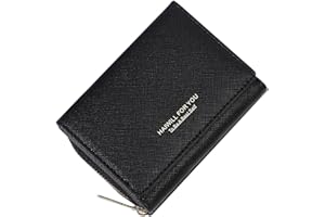 HAIWILL Geldbeutel Damen Klein PU Leder, Portmonee Damen Klein mit Münzfach und 7 Kartenfächern, Gross Kapazität Kleines Portemonnaie Viele Fächer (Saffiano Schwarz)