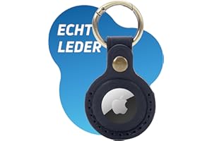 AirGear® RetroDrop Pro - Airtag Schlüsselanhänger Leder ECHT, Airtag Anhänger ECHTES Leder, Airtag Hülle kompatibel mit Apple Airtag, Airtag Halter, Airtag Case, Premium Echtleder (Black)