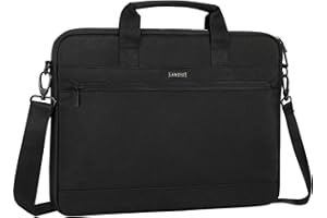 LANDICI 360° Protective Laptop Bag 14-15 Inch with Shoulder Strap, Laptop Case Sleeve for MacBook Air/Pro 15, Chromebook 14, Dell XPS 15, Waterproof Computer Bag Slim Briefcase for Men Women-Black