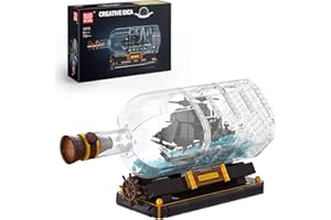 Mould King 10070 Nave pirata in bottiglia Mattoncini da costruzione Black Pearl Veliero Morsetto da costruzione Modello di nave da collezione per bambini dagli 8 anni in su (778 pezzi) (MK10070)