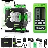 Huepar Laser Level 4D Self-Leveling 16 Green Lines 4 x 360&deg;Bluetooth | With Lcd, Remote, Pulse Mode 60 M, Magnetic Support An