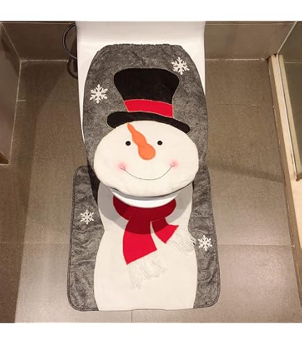 TSLBW 3 Stück Weihnachten Toilettensitzbezug WC-Sitzbezug Festliche