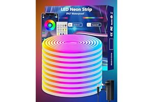 KALAHOL Neon LED Strip Lights 5M, APP & Remote Control DIY RGB Strip Lights, Music Sync & Color Changing, IP67 Flexible Led Rope Light, Gaming Neon Lights for Bedroom, Living Room, Party, Decoration