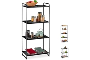 relaxdays Scaffale in Metallo, con Ripiani, Dispensa per Cucina & Ripostiglio, Universale, HLP 124,5x58x34, Nero, Acciaio, 1 Pz