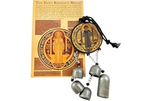 Westmon Works St Benedict Home Protection Door Hanger with Bells and Saint Card Gift Set