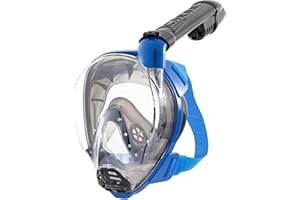CRESSI Depuis 1946 - Komodo Full Face Masque intégral Dry pour Snorkeling Vision à 180° - CO2 Sûre - Silicone 100% Anti Buée - Tuba Latéral - Sangles Élastiques Réglables