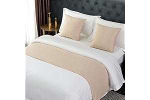 TTiiLoe Camino de cama para pies de cama, decoración de ropa de cama, colcha de color sólido, bufanda, toalla de protección para dormitorio de hotel, beige, 50 x 240 cm para cama de 1,8 m