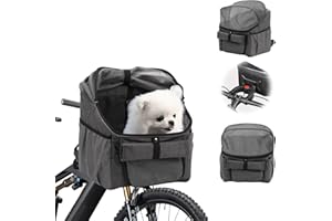BigKing Bolsa de Bicicleta para Mascotas, Cesta Frontal para Perros, Cesta Plegable para Bicicleta Adecuada para Montar al Aire Libre y Acampar con Mascotas