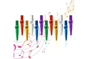 KULANNDER 12 Pcs Metal Kazoo, 6 ColorsMusical Instruments Kazoos Multipack Flute Diaphragm for Party Favors Gifts,Good Companion for Guitar, Ukulele, Violin and Keyboard