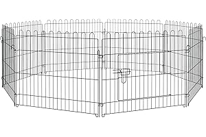 MHFRANCE PawHut Parc enclos Chiots Animaux domestiques pour Chiens Lapins rongeurs Petits Animaux intérieur et extérieur diamètre 180 cm 8 Panneaux 71 x 61 cm Noir