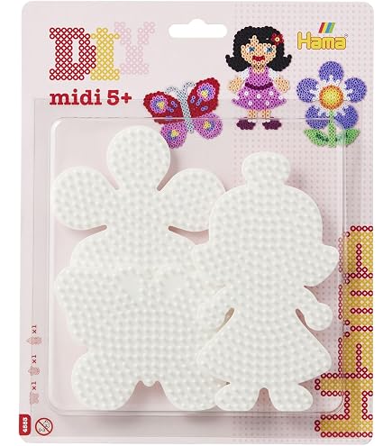 Hama – Placa Midi Con Forma De Flor Pequeña – Perfecta Para Manualidades Con Perlas De Fusión, Estimula La Creatividad De Los Niños