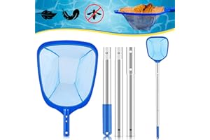 JSUEU Pool Kescher,Kescher Pool Feinmaschig 140 cm lang-Teichkescher mit Teleskopstange Pool Reinigungsset Skimmer für Swimming Pool Laubkescher,Brunnen,Spa,Teiche,Algen,Cacher Pool Leaves und Debris