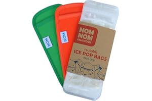 Nom Nom Kids | Reusable Ice Pop Bags | pack of 8 | popsicle bags | Icepop bags for kids (8 Monster Ice Pops & 2 ice pop sleeves ORANGE/GREEN)