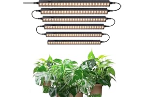 Barrina T5 1FT Grow Lights for Indoor Plants, Yellow Full Spectrum Plant Growing Lamps, 30W(6 x 5W), Magnetic Black Cover LED Grow Light Strip with Switch, Linkable, Plug and Play, 6 Packs