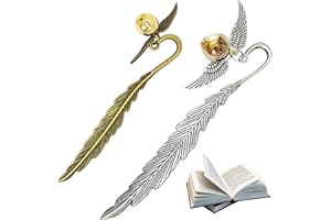 Healife Metall Lesezeichen, 2 Stück, goldene Farbe, Zauberfeder für Leseratten und Kinder [Recommended Browse Node: 202798031]