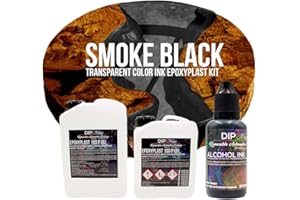 DIPON.DE HIGH PERFORMANCE LIQUIDS & PIGMENTS EpoxyPlast 100 P Smoke Black Alcohol Ink Kit Set - Epoxidharz Transparent gefärbt für Holz Tisch Metal Beton Gießen Bodenbeschichtung Garage Laminierharz Epoxydharz Farb Effekt Gießharz