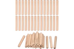 QUARKZMAN 60 stycken träpluggar 12 x 80 mm (0,47 x 3,15) räfflade fasade ändar träpluggar pennor torkade lövträ för träbearbe