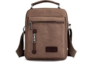 A-QMZL Mens Shoulder Bag Canvas Messenger Bags Travel Crossbody Bag Large Capacity Casual Handbag with Multiple Pockets for Working Shopping Hiking Daily Use