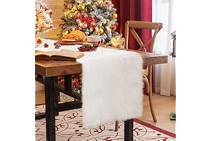 MORLUKS Tischläufer Kunstfell 30 x 180cm, Tischläufer Fell Weiß, Tischdeko Weihnachten, Tischband Dekofell für Weihnachten Hochzeit Winter Esstisch Deko
