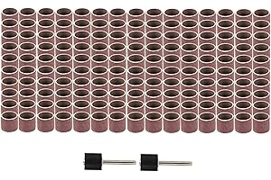 VOKENFORU 152 Pieces Drum Sander Kit, 150 Pcs Sanding Drum Nail Sanding Band Sleeves and 2 Pieces Drum Mandrels for Rotary Tool (12.7mm, 150 Grits)